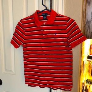 POLO boys Large (14-16) orange with navy and white stripes.